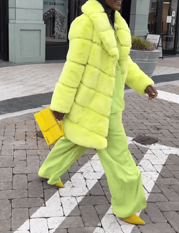 Neon Mustard Fox Fur Coat