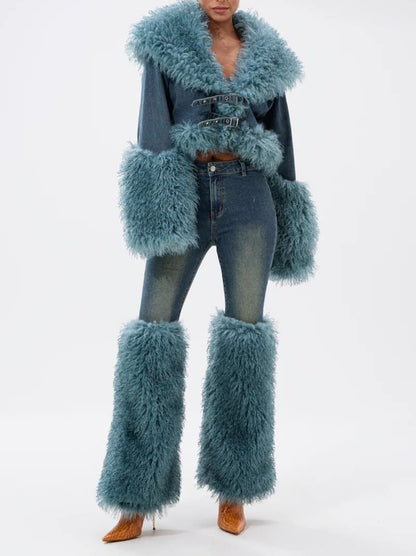 Fur Trim Denim Jacket