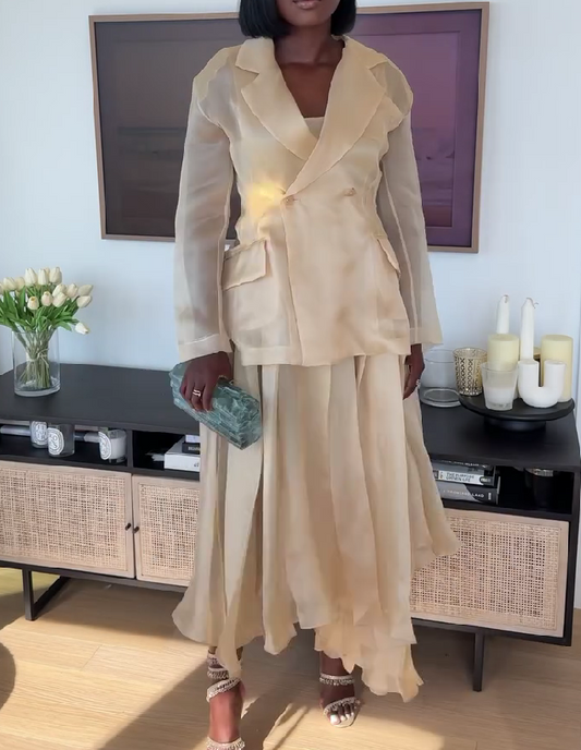 Backless Silk-Organza Jacket & Dress Set