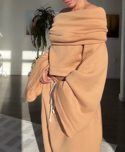 Cloud Teddy Long Sleeves Top Super Jogging Pants 2-Piece Set