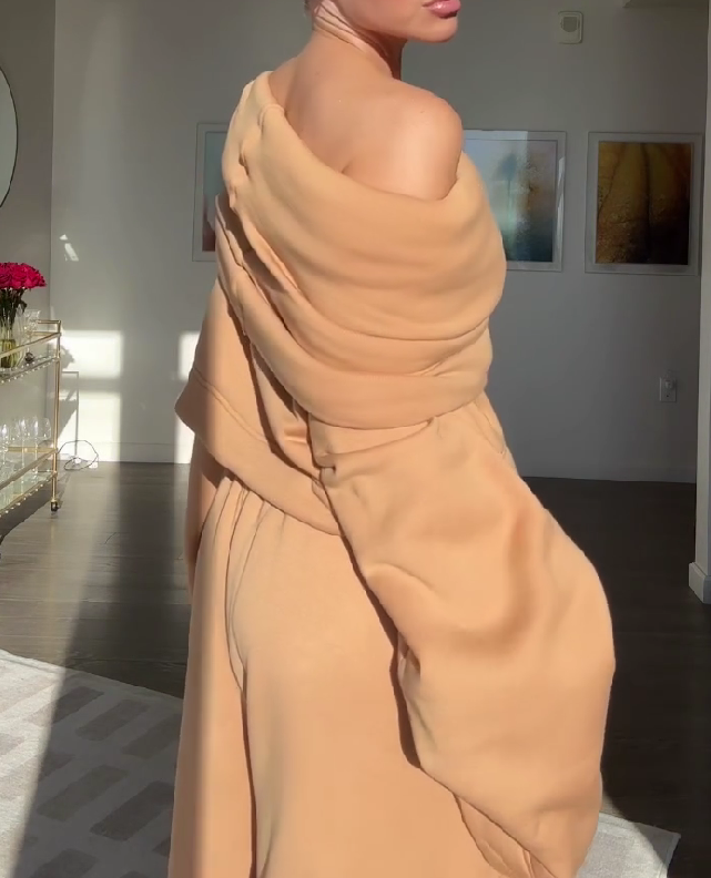 Cloud Teddy Long Sleeves Top Super Jogging Pants 2-Piece Set