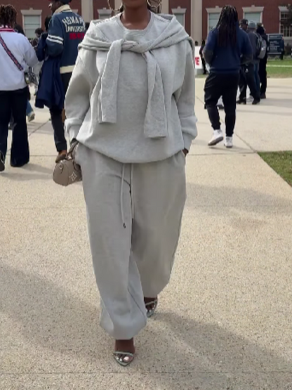 Solid Color Loose Sport Suit