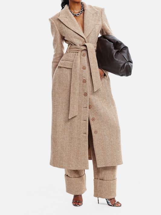 Shoulder Pad Waist Laps Long Jacket