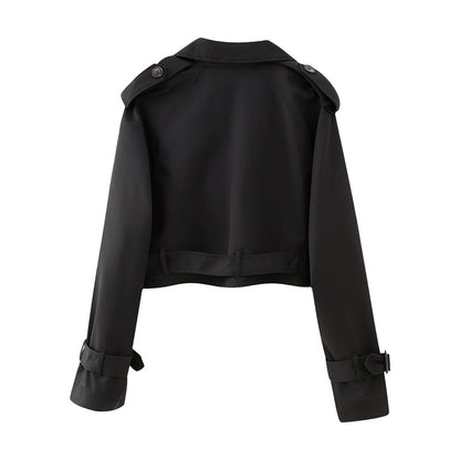 Casual Belted Cropped Trench Coat