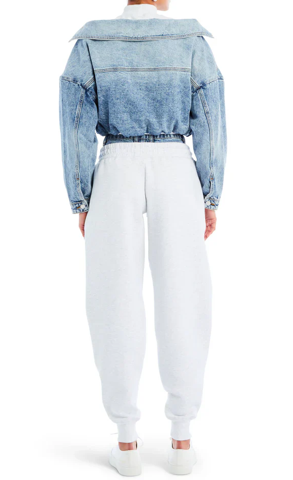 Chic Denim Splicing Sweater 2pc Set