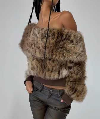 Faux Fur Off Shoulder Top