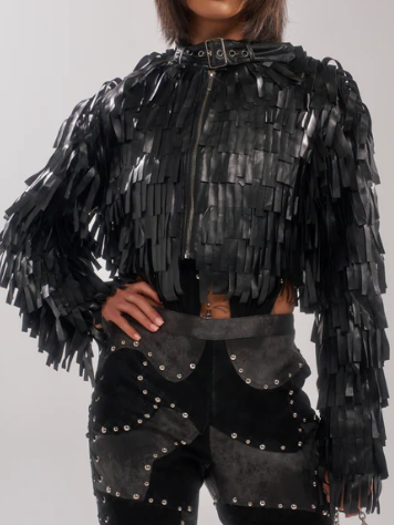 Tassel Black Moto Jacket
