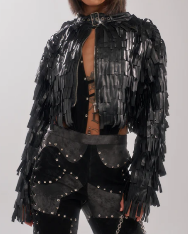 Tassel Black Moto Jacket