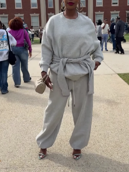 Solid Color Loose Sport Suit