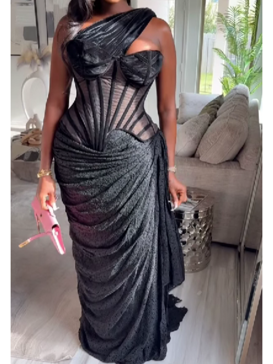 Tight Waist Pleated Dress