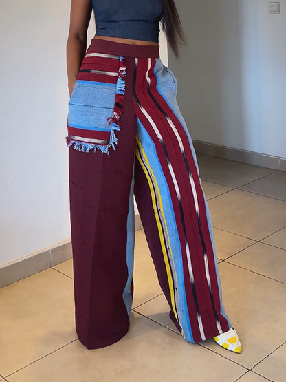 Patchwork Wide Leg Pants